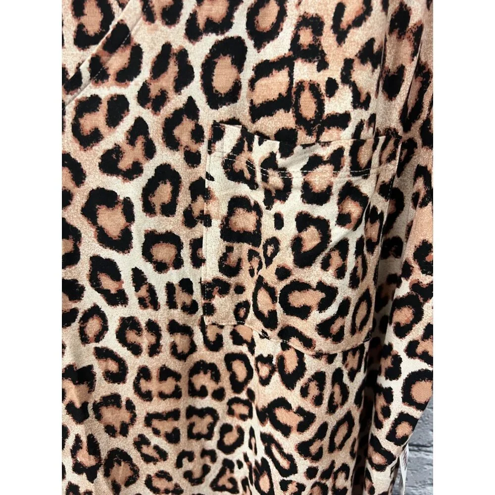 Soma Cool Nights NWT Leopard Print Sleep Shirt XXL V-Neck Pocket Nightgown - Picture 4 of 9